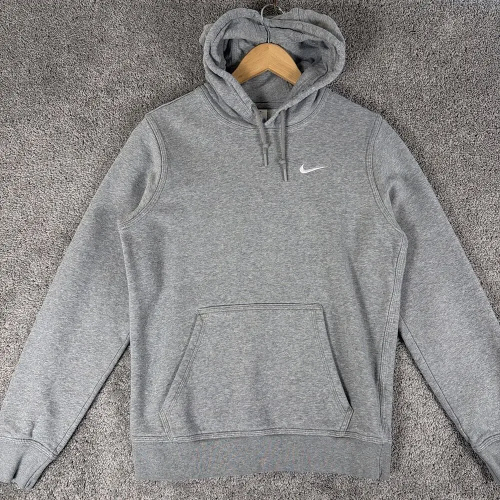 Nike Hoodie Mens S Gray Sportswear Club Fleece Pullover Basic Essential 611457